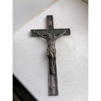 Крест - Распятие, латунь, посеребрение, католическое