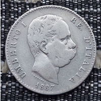 Италия 1 лира 1887 года. Серебро! Сторгуй за свою цену, предложи обмен! Y