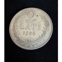 2 лата 1926 г.  Латвия.  Серебро