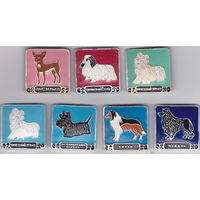 Собаки: тибетский терьер; той терьер; шотландский терьер; японский хин; колли и пудель.