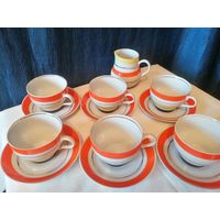 Чайная пара на 6 персон и сливочник, Барановский фарфоровый завод