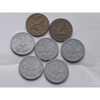 Венгрия (ВНР) . 1 форинт (5 монет) 1968 и 1981 годов, 2 форинта 1970 и 1983 годов.