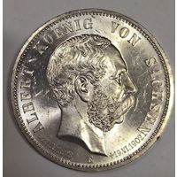 5 марок 1902 Альберт Саксонский - лучистый! Превосходный! Тяжёлый люкс!