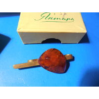 Зажим для галстука. Янтарь.