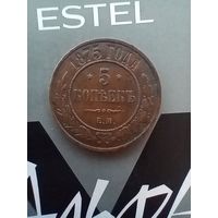 5 копеек 1875 года домашняя