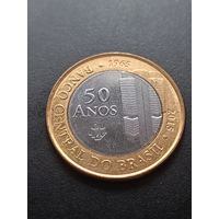 Бразилия 1 реал 2015 г. -  50-летие Центральному Банку Бразилии