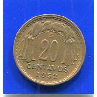 Чили 20 сентаво 1952