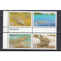 Фауна. Крокодилы. Палау. 1994. 4 марки в сцепках. Michel N 690-693 (5.0 е)