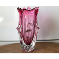 Ваза Чехословакия цветное стекло 19х9см