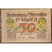 Нотгельд 50 пфеннигов 1921 год. Найденбург,. Веймарская республика