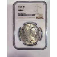 Доллар мирный 1923 США ms 64 NGC