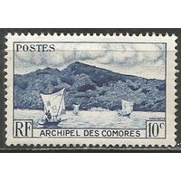 Коморы. Горный ландшафт.1950г. Mi#20(жёлтая бумага).