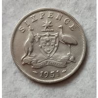 Австралия 6 пенсов 1951