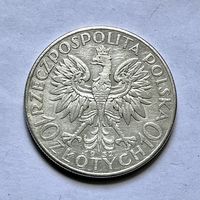 Монета СЕРЕБРО Польша 10 злотых 1932 год Ядвига ( знак м.д.) ОТЛИЧНЫЕ