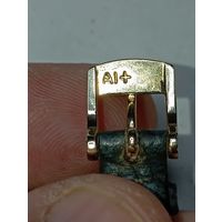 Французский кожаный ремешок для часов фирмы * ZRC " , с позолоченной застёжкой , клеймо " Al+ "  с рубля