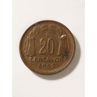 Чили 20 сентаво 1952