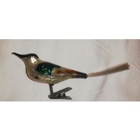 Елочная игрушка "Птичка", стекло, СССР