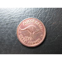 Австралия. Пол пенни. 1943. С 20 копеек. Распродажа коллекции. Смотрите другие лоты.