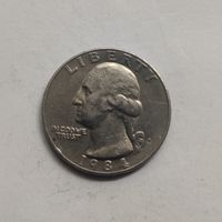 США 1/4 доллара 1984 г.  Вашингтонский квотер