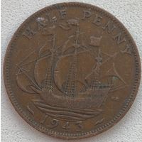 Великобритания 1/2 пенни 1943 г.