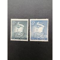 Польша 1937 Полная серия марок "Маршал Эдвард Рыдз-Смиглы" (чистая* следы от наклеек ) Mi.319-320 каталог 1.70 евро