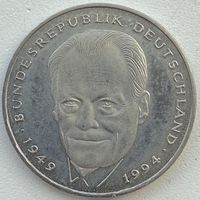 Германия 2 марки 1994 г. G. Вилли Брандт. 45 лет Федеративной Республике (1949-1994)
