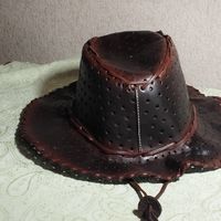 Ковбойская кожаная винтажная шляпа Veneruela унисекс достаточно старая кожа, цена снижена, цена реквизита