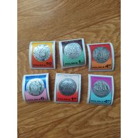 Польша серия марок 1977г. Монеты на марках