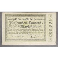 Банкнота 500000 марок 1923 год. Оберхаузена-Рейнланда Веймарская республика.