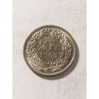 Швейцария 1/2 франка 1969