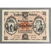 Геллеров Нотгельд Австрия Хайнбург-на-Дунае, 50 геллеров 1920 год