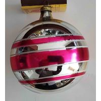 Елочная игрушка СССР. Большой шар с полосками