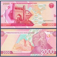 Узбекистан, 2000 сум 2021 г, P-W87 (CW, цитадель Арк в Бухаре), UNC