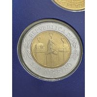 Сан-Марино 500 лир 2001 г ( 1700 лет основания , биметалл, редкая )