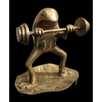 Статуэтка Лягушка со штангой Латунь