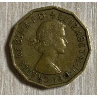 Монета. Великобритания. 3 пенса 1960 год.
