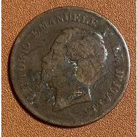 Монета Италия 5 чентезимо 1861 год. Виктор Эммануил II. Монетный двор Милан.