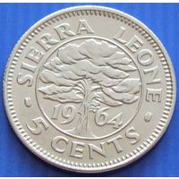 Сьерра - Леоне. 5 центов 1964 год KM#18 "Сэр Милтон Маргай" Тираж: 900.000 шт
