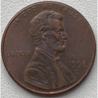 США 1 цент 1998 г. D