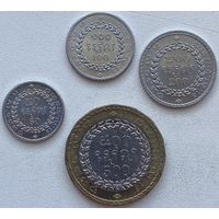 Камбоджа 20, 100, 200, 500 риелей 1994 г. Набор 4 монеты