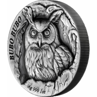 Самоа 2 доллара 2024г. "Филин Bubo Bubo". Монета в капсуле; подарочном футляре; номерной сертификат; коробка. СЕРЕБРО 31,10гр.(1 oz).