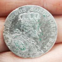 6 грошей 1757год. Сохран! С рубля.