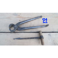 Шило штопар-Щипцы с гвоздодером,старинные,шило- болие 100лет,Цена за все .