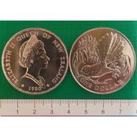 Новая Зеландия 1 доллар, 1980 Птицы Новой Зеландии - Веерохвостка