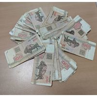 Банкноты, 100 рублей. Зубры 1992 года. 85 штук