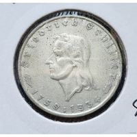 175 лет со дня рождения Фридриха Шиллера 2 рейхсмарки 1934 Третий рейх. F Штутгарт. Серебро! ВОЗМОЖЕН ОБМЕН!