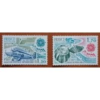 1979 Франция Почтовые марки ЕВРОПЫ  История почтовой связи Почта и телекоммуникации 2148 2149 ** Авиация самолет