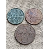 Распродажа - 2 гроша 1934,1935,5 грошей 1925гг,Польша