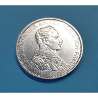 Германия. 3 марки. 1914 год. Вильгельм II. Мундир. Серебро