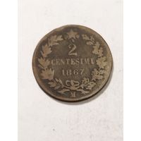 Италия 2 сентизима 1867